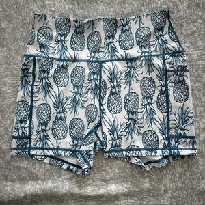 Tropical Pineapple Print Women's Athletic Shorts